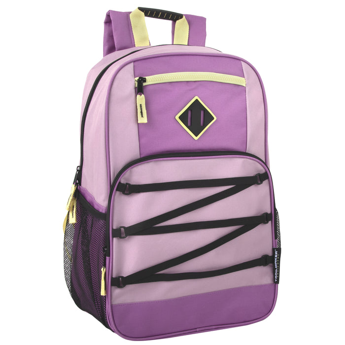 Wholesale Double Zippered Bungee Backpack With Laptop Section - 3 Colors - BagsInBulk.com