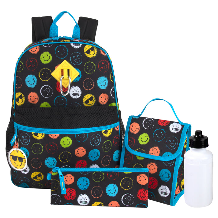 17-Inch Emoji Backpack Set - 6 In 1 - BagsInBulk.com