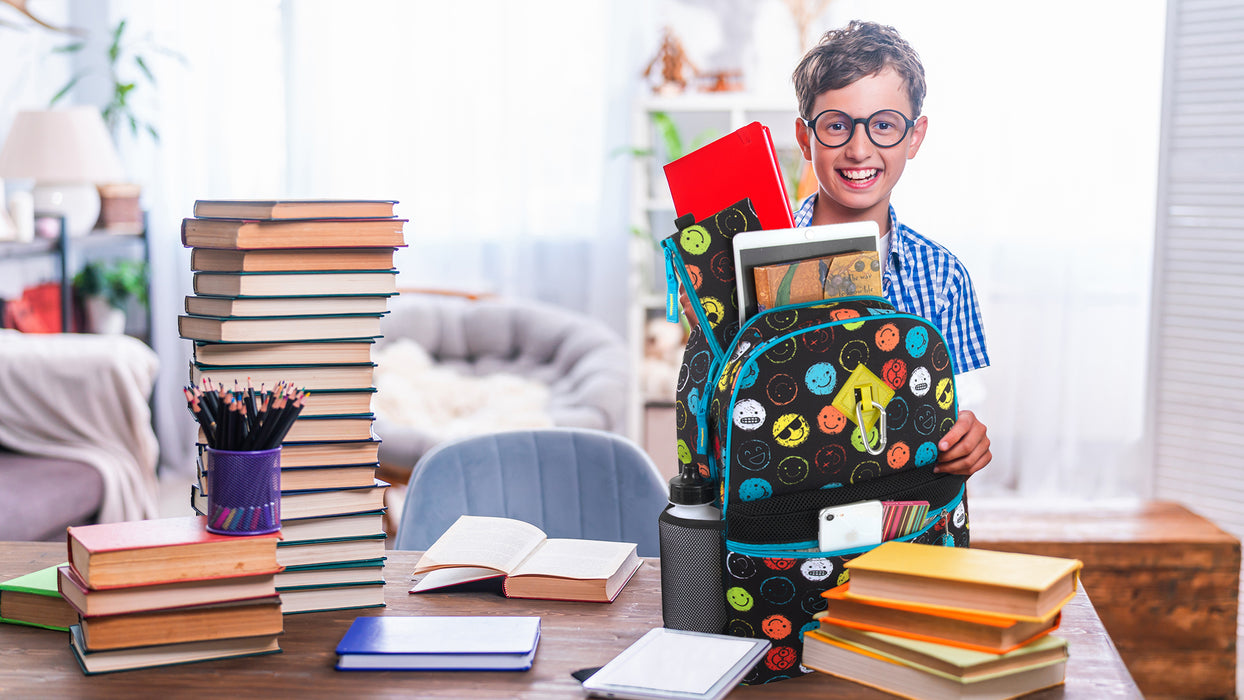 17-Inch Emoji Backpack Set - 6 In 1 - BagsInBulk.com