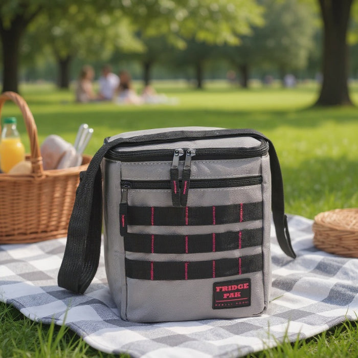 Fridge Pak 6 Can Printed Cooler Bag With Front Daisy Chain - 2 Colors - BagsInBulk.com