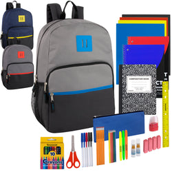 17" Color Block Backpack with 45-Piece School Supply Kit - Boys - BagsInBulk.com