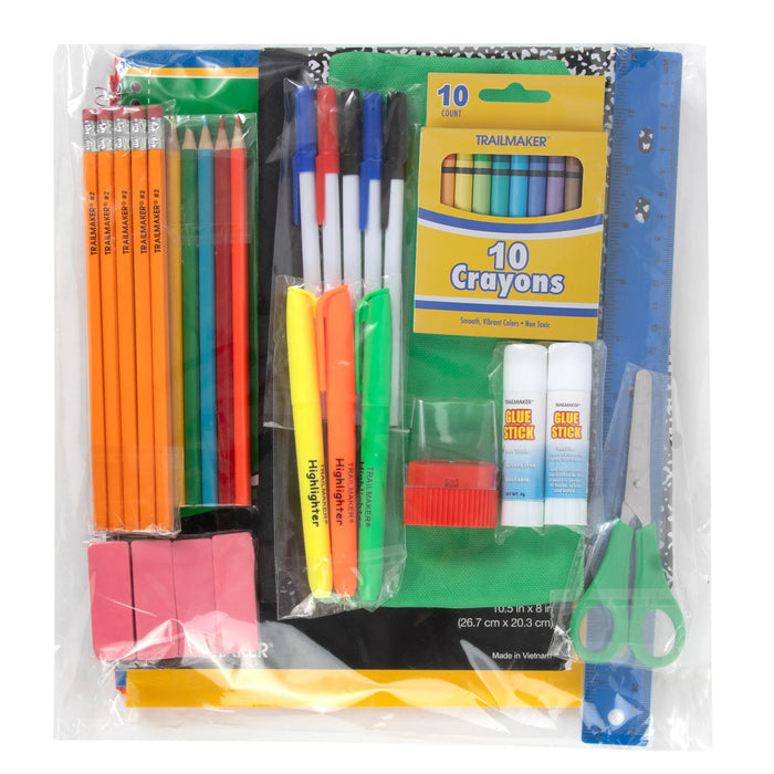 18-Inch Multi Pocket Backpack with 45-Piece School Supply Kit - BagsInBulk.com