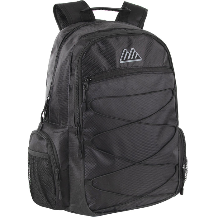 19-inch Bungee Backpack w Laptop Sleeve - Black - BagsInBulk.com
