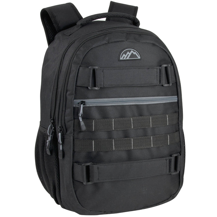 19 Inch Dual Strap Skate Backpack w Laptop Sleeve - Black - BagsInBulk.com