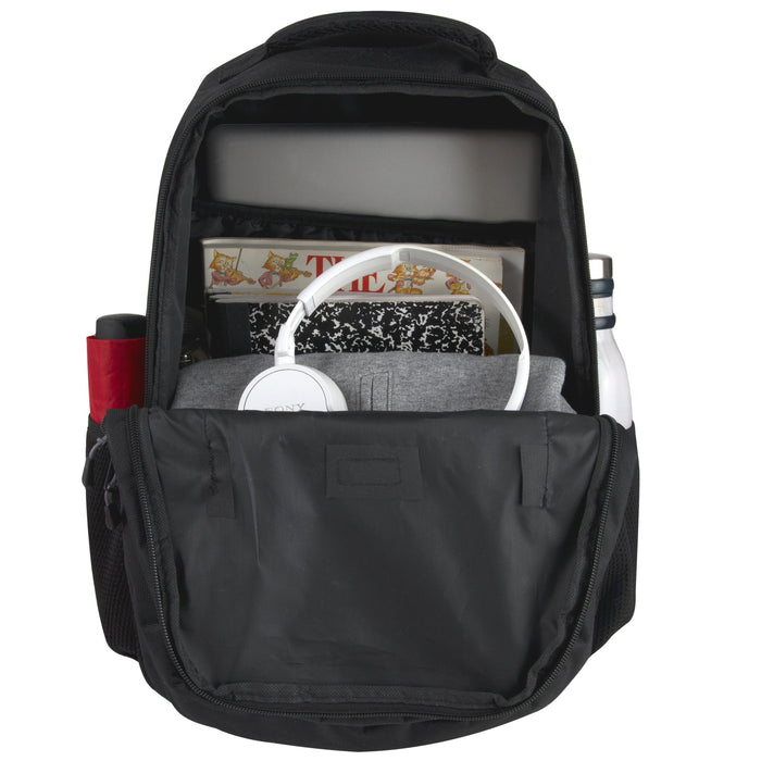 19 Inch Dual Strap Skate  Backpack w Laptop Sleeve - Black - BagsInBulk.com