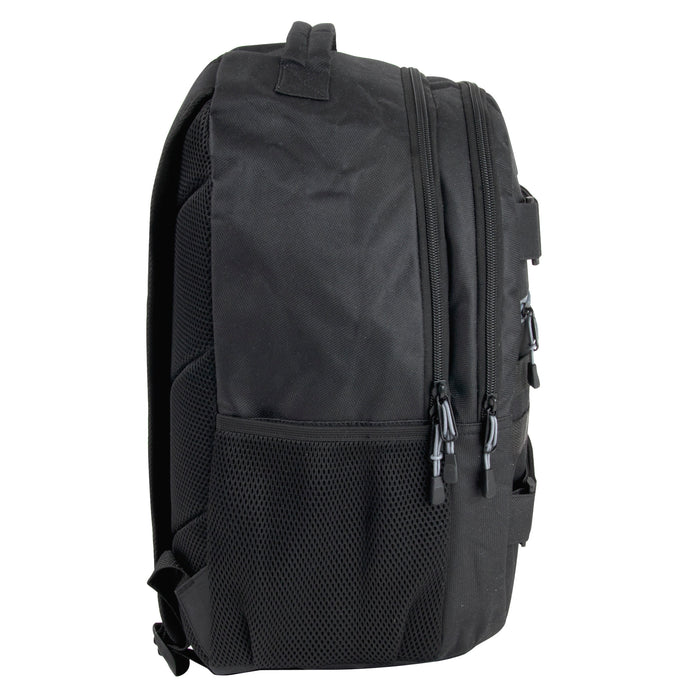 19 Inch Dual Strap Skate  Backpack w Laptop Sleeve - Black - BagsInBulk.com