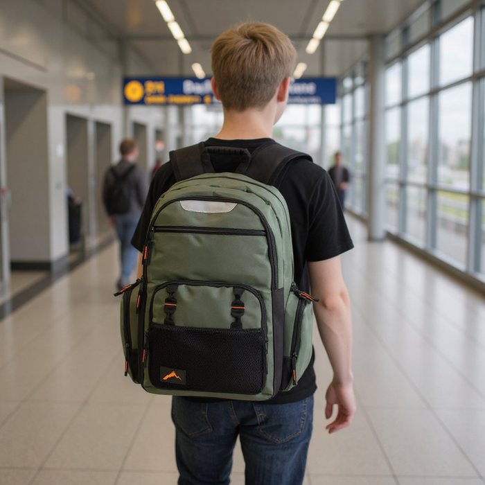18-Inch Reflective Multi Pocket Backpack with Laptop Section -  3 Colors - BagsInBulk.com