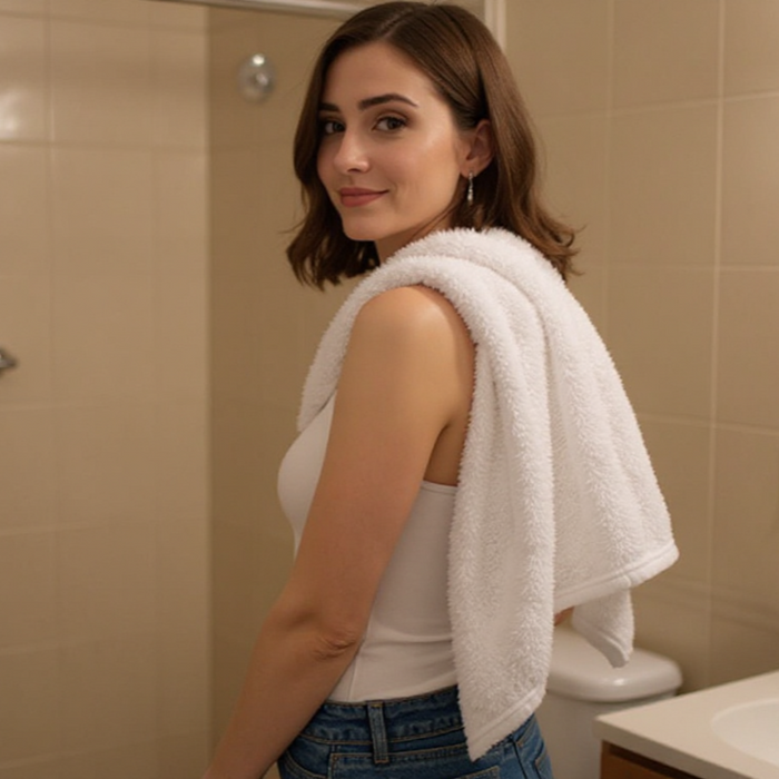 Plush Bath Towel - White - BagsInBulk.com