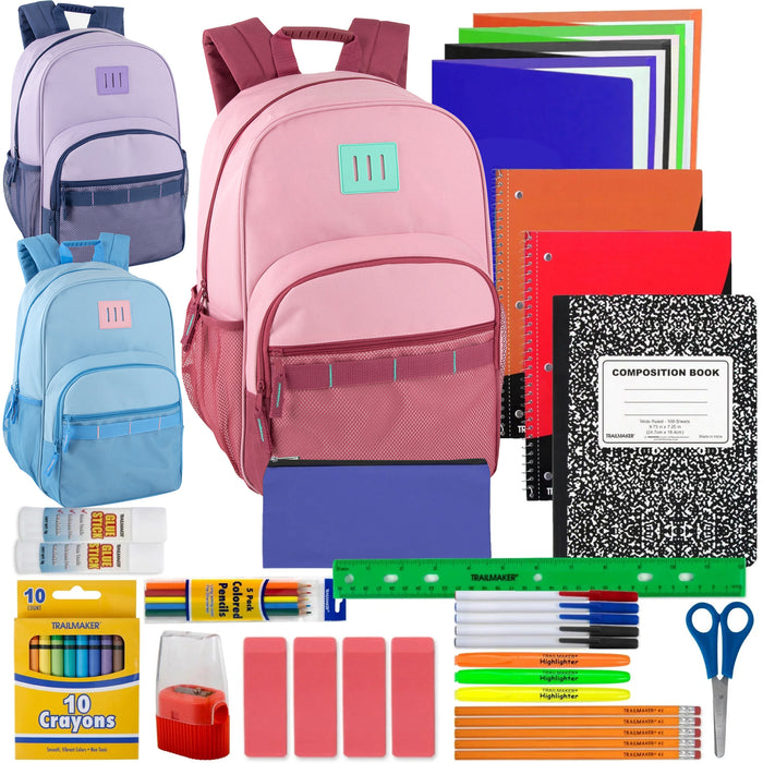 Trailmaker Daisy Chain Two Tone Backpack with 45-Piece School Supply Kit - Girls - BagsInBulk.com