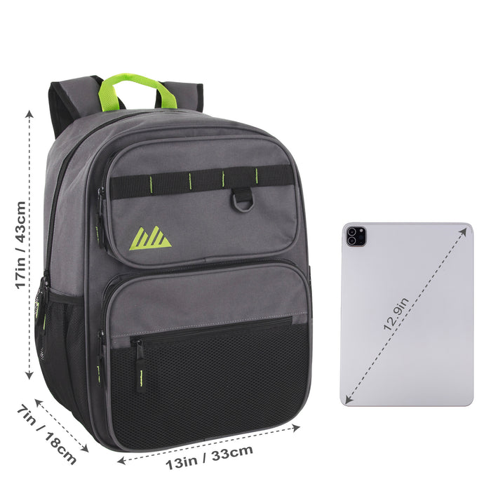 17 Inch Multi-Mesh Pocket Daisy Chain Backpack -  Single Colors - BagsInBulk.com