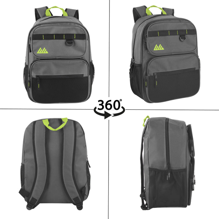 17 Inch Multi-Mesh Pocket Daisy Chain Backpack -  Single Colors - BagsInBulk.com