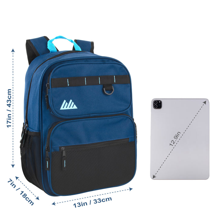 17 Inch Multi-Mesh Pocket Daisy Chain Backpack -  Single Colors - BagsInBulk.com