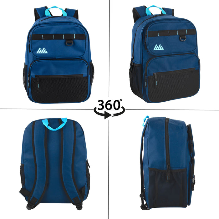 17 Inch Multi-Mesh Pocket Daisy Chain Backpack -  Single Colors - BagsInBulk.com