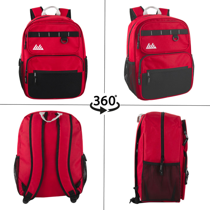 17 Inch Multi-Mesh Pocket Daisy Chain Backpack -  Single Colors - BagsInBulk.com