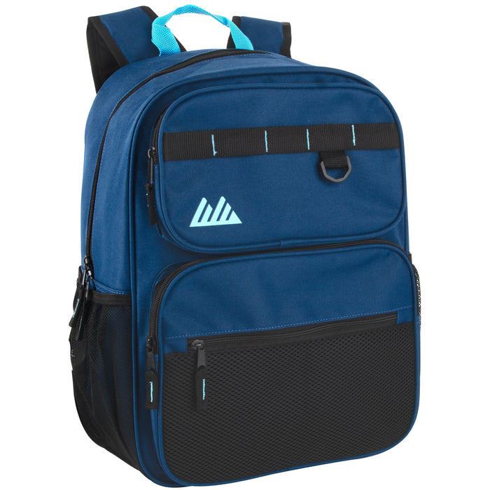 17 Inch Multi- Mesh Pocket Daisy Chain Backpack - Single Colors - BagsInBulk.com