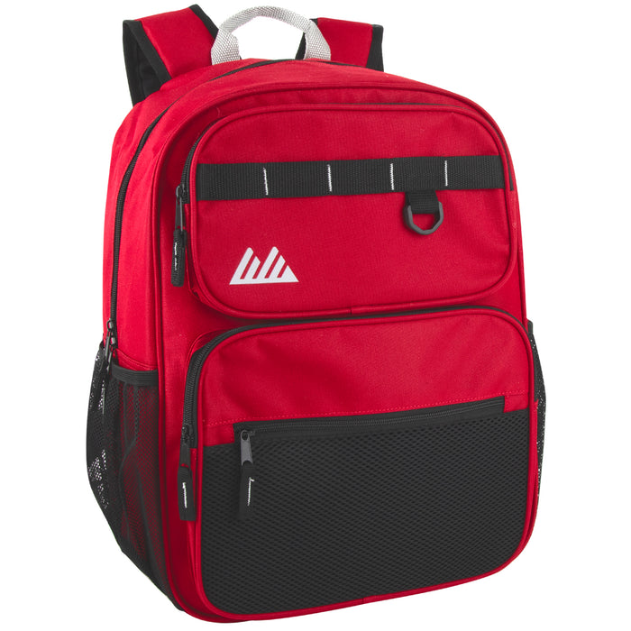 17 Inch Multi- Mesh Pocket Daisy Chain Backpack - Single Colors - BagsInBulk.com