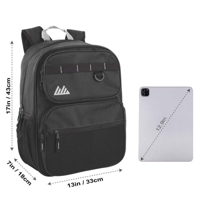 17 Inch Multi-Mesh Pocket Daisy Chain Backpack -  Single Colors - BagsInBulk.com