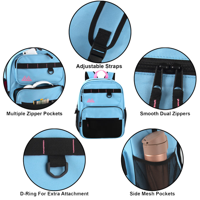 17 Inch Multi-Mesh Pocket Daisy Chain Backpack - Girls Single Colors - BagsInBulk.com