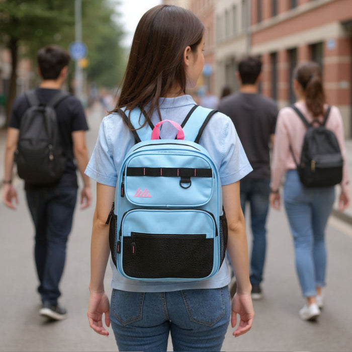 17 Inch Multi-Mesh Pocket Daisy Chain Backpack - Girls Single Colors - BagsInBulk.com