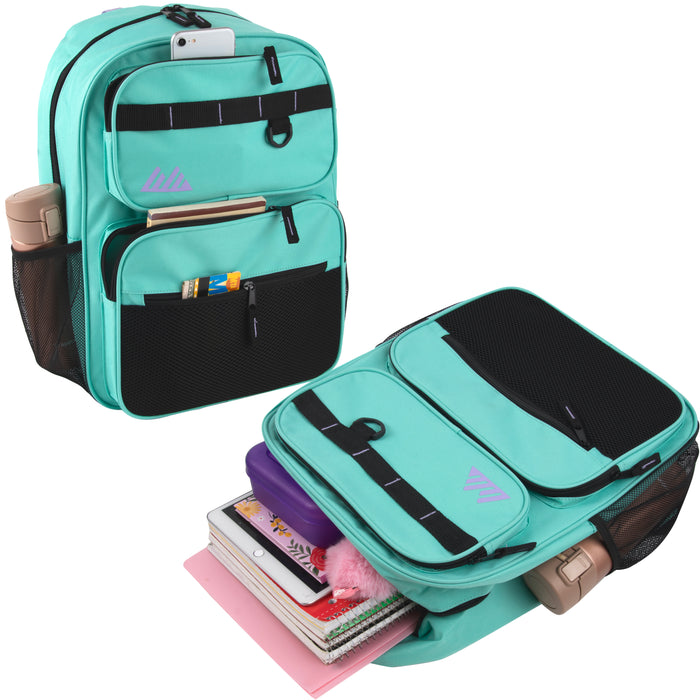 17 Inch Multi-Mesh Pocket Daisy Chain Backpack - Girls Single Colors - BagsInBulk.com