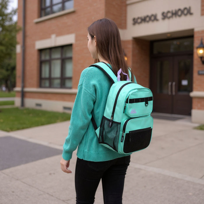 17 Inch Multi-Mesh Pocket Daisy Chain Backpack - Girls Single Colors - BagsInBulk.com