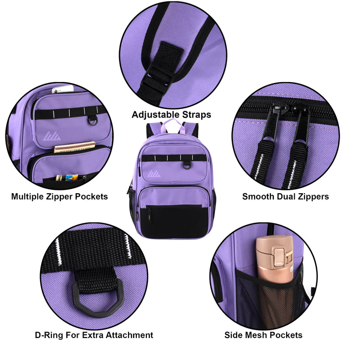 17 Inch Multi-Mesh Pocket Daisy Chain Backpack - Girls Single Colors - BagsInBulk.com