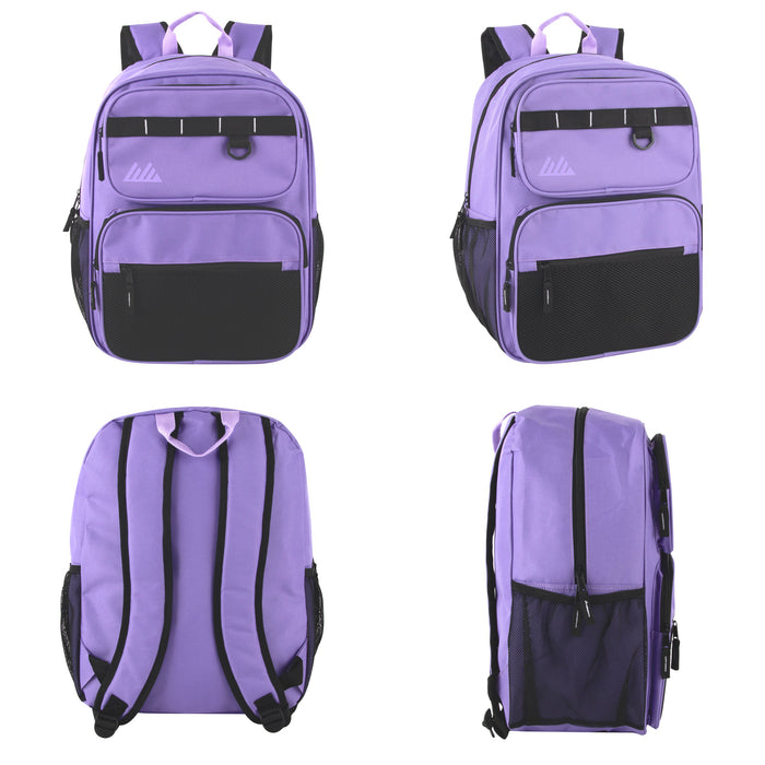 17 Inch Multi-Mesh Pocket Daisy Chain Backpack - Girls Single Colors - BagsInBulk.com