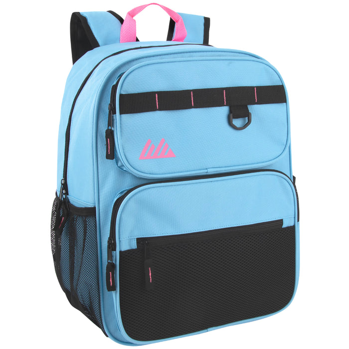 17 Inch Multi- Mesh Pocket Daisy Chain Backpack- Girls - Single Colors - BagsInBulk.com