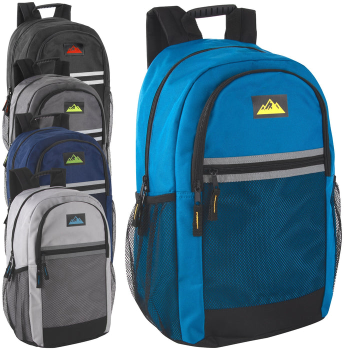 18 Inch Multi-Pocket Reflective Backpack - 5 Colors - BagsInBulk.com