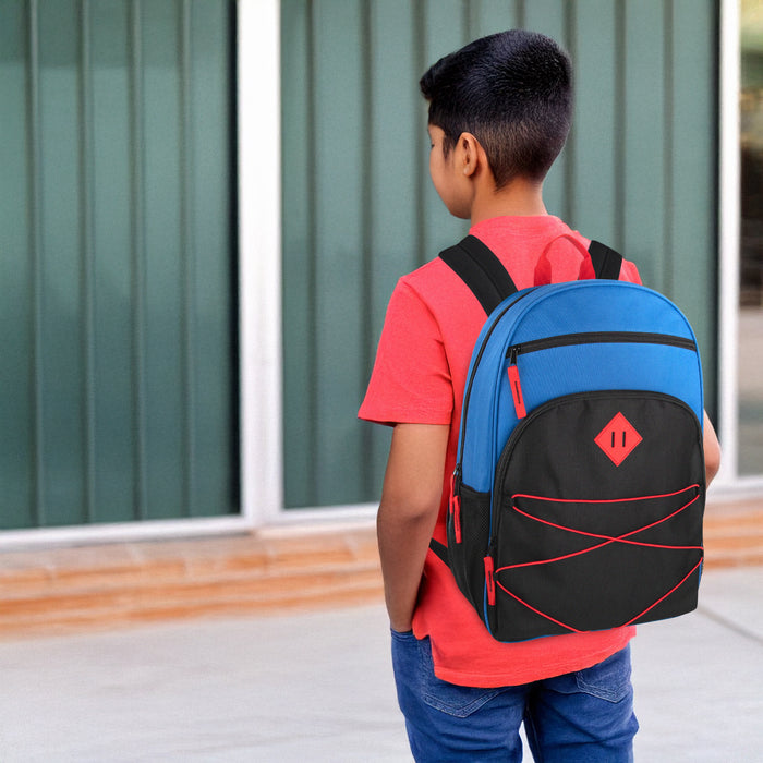 17-Inch Multi Pocket Bungee Backpack - 5 Colors - BagsInBulk.com