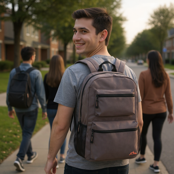 17-Inch Double Front Pocket Backpack - 4 Colors - BagsInBulk.com