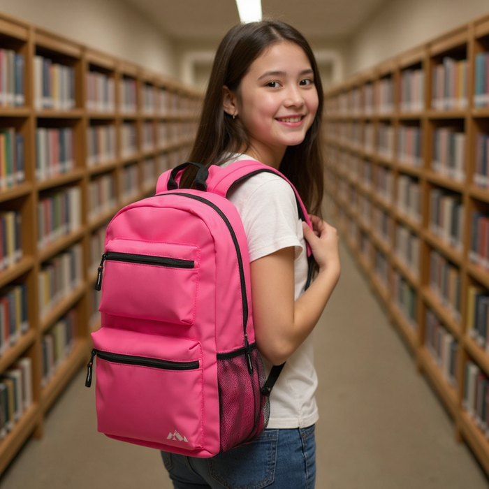 17-Inch Double Front Pocket Backpack - 3 Pastel Colors - BagsInBulk.com