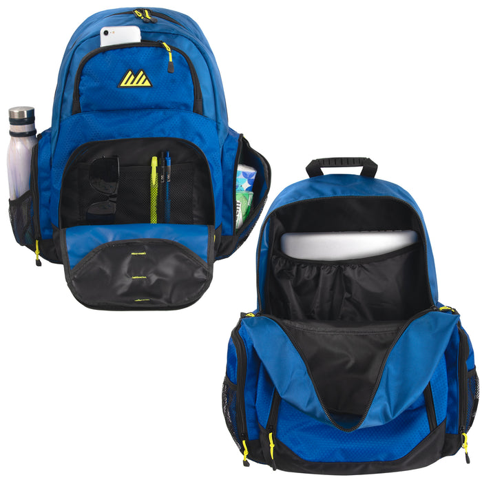 19-inch Mountain Edge Multi Pocket Daisy Chain Backpack w Laptop Sleeve - 3 Colors - BagsInBulk.com