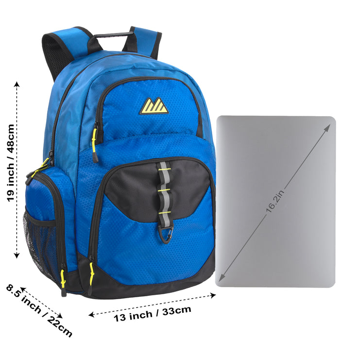 19-inch Mountain Edge Multi Pocket Daisy Chain Backpack w Laptop Sleeve - 3 Colors - BagsInBulk.com
