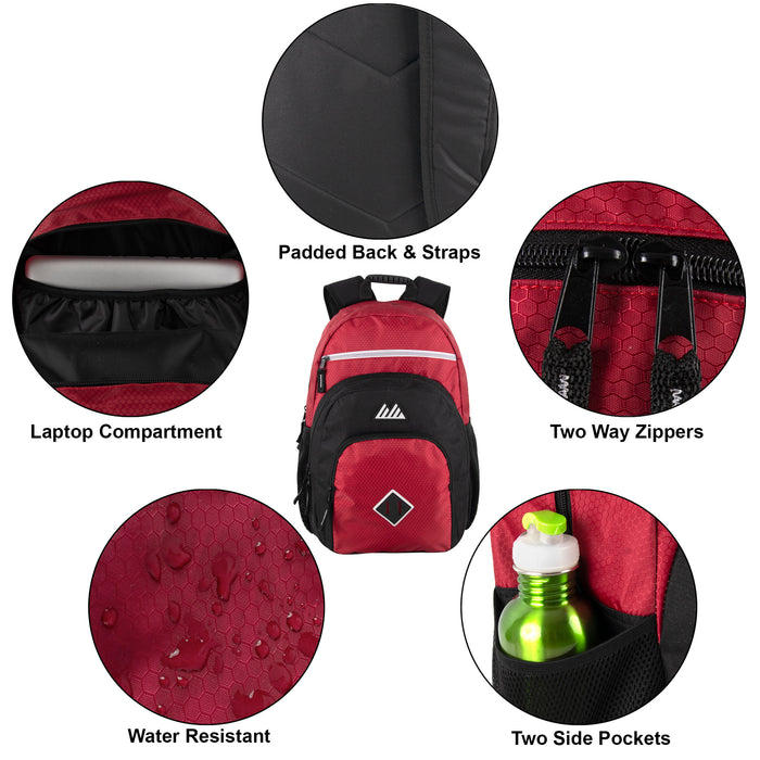 19-Inch Double Dome Backpack w Laptop Sleeve - 3 Colors - BagsInBulk.com