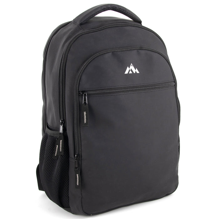 18-inch Rubberized Soft Touch Backpack w Laptop Sleeve - Black - BagsInBulk.com