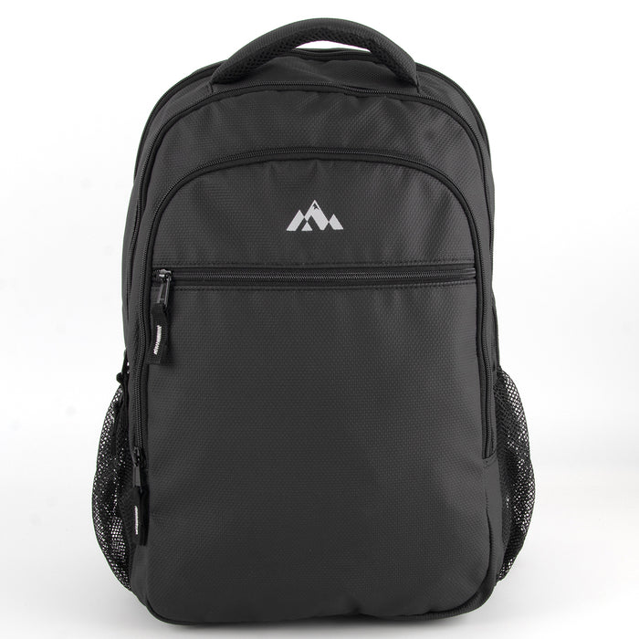 18-inch Heavy Duty Nailhead Soft Touch Backpack w Laptop Sleeve - Black - BagsInBulk.com