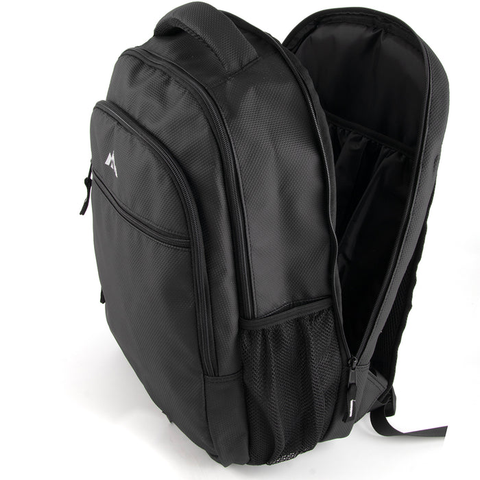 18-inch Heavy Duty Nailhead Soft Touch Backpack w Laptop Sleeve - Black - BagsInBulk.com