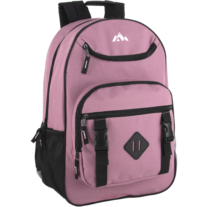 18-Inch Double Buckle Backpack with Laptop Section -  3 Colors - BagsInBulk.com