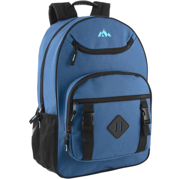 18-Inch Double Buckle Backpack with Laptop Section -  3 Colors - BagsInBulk.com