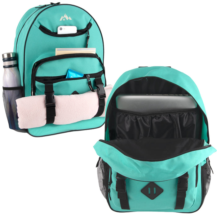 18-Inch Double Buckle Backpack with Laptop Section -  3 Colors - BagsInBulk.com