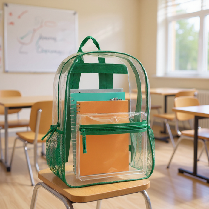 17 Inch Classic Clear Backpack - 5 Colors - BagsInBulk.com