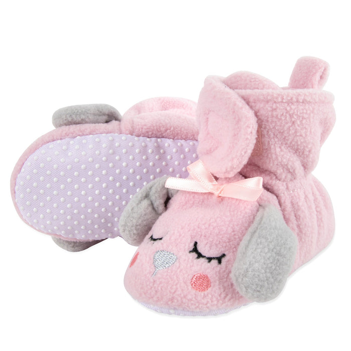 Fleece Baby Booties - Cozy Pink Puppy - BagsInBulk.com