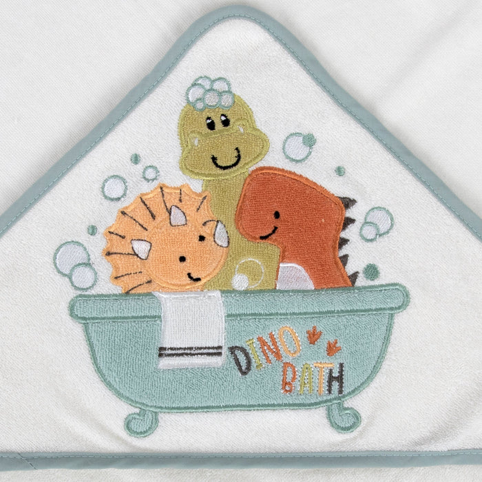 6-Piece Baby Bath Set with Hooded Towel & Wash Cloth - Little Dinosaurs - BagsInBulk.com