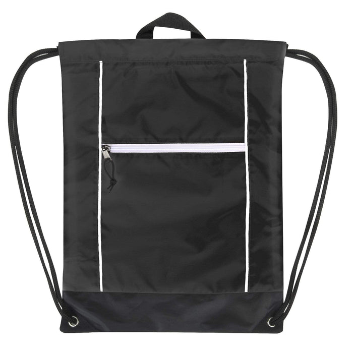 Wholesale 18 Inch Front Zippered Drawstring Bag - 3 Color Assortment -