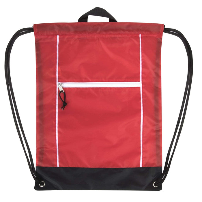 Wholesale 18 Inch Front Zippered Drawstring Bag - 3 Color Assortment -