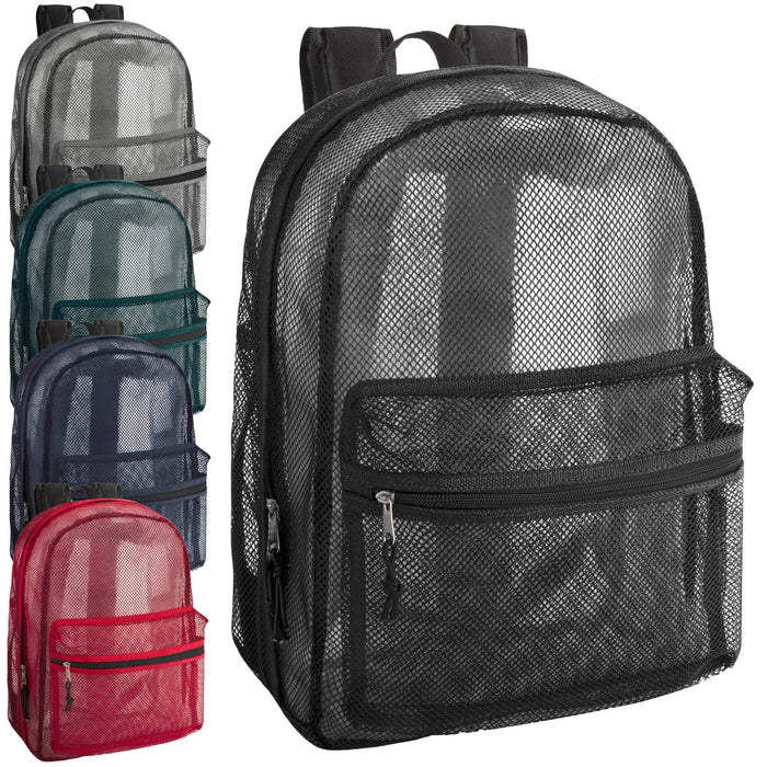Bulk Premium 17 Inch Mesh Backpack - 5 Assorted Colors - BagsInBulk.com