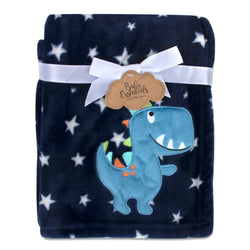 Baby Fleece Blankets 36" x 30" - Navy T-Rex - BagsInBulk.com
