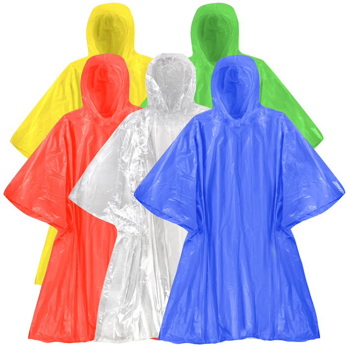 Disposable Rain Ponchos - 5 Colors - BagsInBulk.com