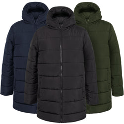 Men's Winter Hooded Puffer Coat - Dark Colors - BagsInBulk.com